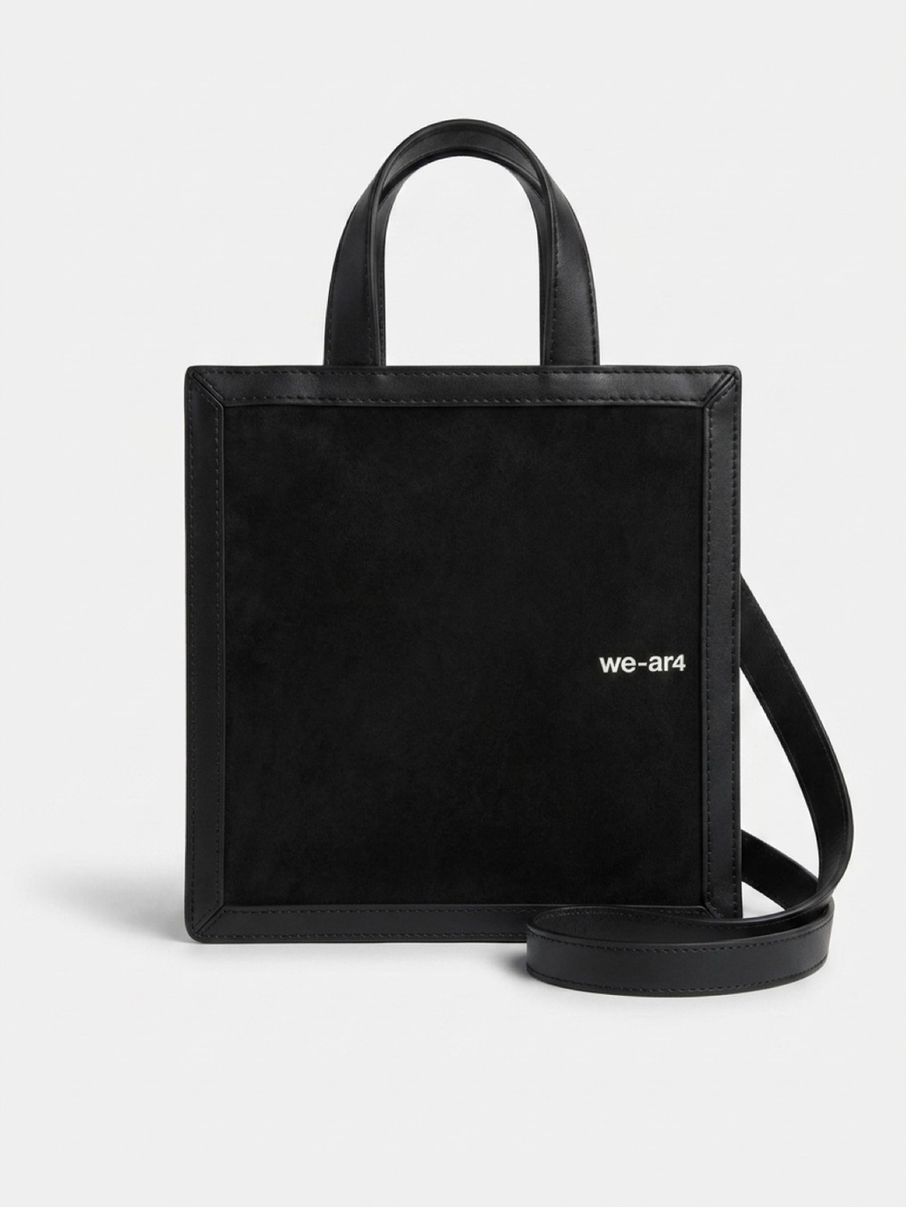 Black Suede Square Crossbody Bag